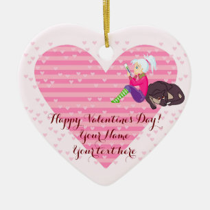 Mädchen in Liebe Keramik Ornament