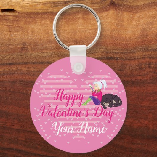 Mädchen in Liebe Schlüsselanhänger (Vorderseite)