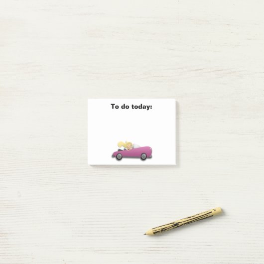 Mädchen in Magenta / rosa Auto Post It Post-it Klebezettel (Auf Schreibtisch)