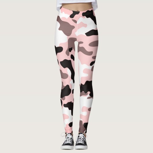 Mädchen in Mode Pink Black & White Army Leggings (Vorderseite)