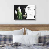 Mädchen in Perlenohring Mode-Illustration trendy Leinwanddruck (Insitu (Schlafzimmer))