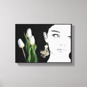 Mädchen in Perlenohring Mode-Illustration trendy Leinwanddruck (Vorderseite)