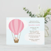 Mädchen in Pink Balloon Baby Dusche Einladung (Stehend Vorderseite)