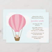 Mädchen in Pink Balloon Baby Dusche Einladung (Vorne/Hinten)