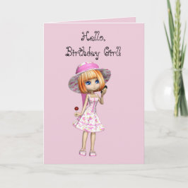 MÄDCHEN IN PINK BIRTHDAY CARD DANKESKARTE