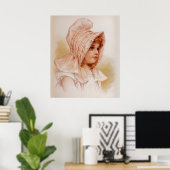 Mädchen in Pink Bonnet Poster (Heimbüro)