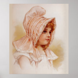Mädchen in Pink Bonnet Poster