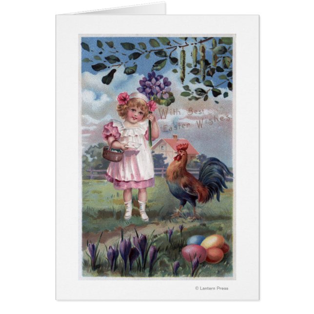 Mädchen in Pink Holding violette Blumen (Vorne)