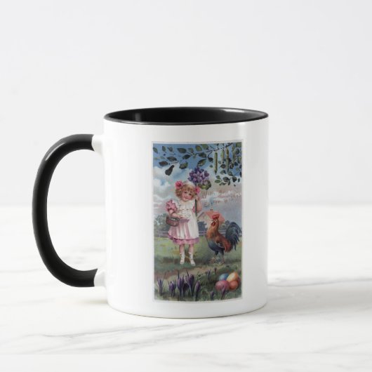 Mädchen in Pink Holding violette Blumen Tasse (Links)