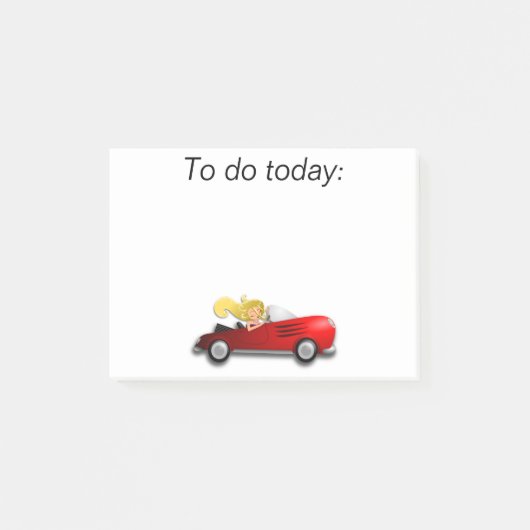 Mädchen in Red Car Post It Note Post-it Klebezettel (Vorderseite)