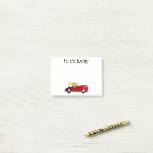 Mädchen in Red Car Post It Note Post-it Klebezettel (Auf Schreibtisch)