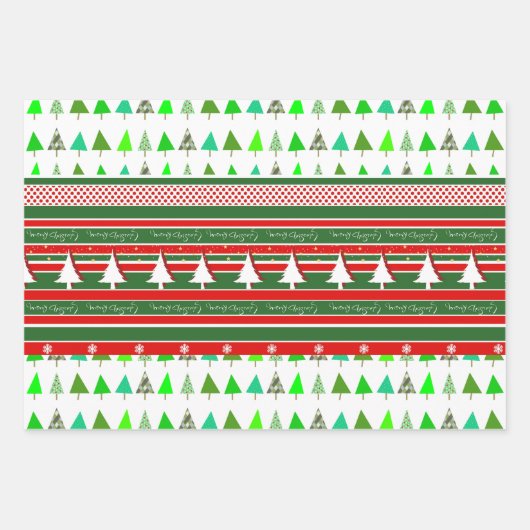 Mädchen in Red Coat mit Snowman Karierte Bäume Geschenkpapier Set (Vorderseite 3)