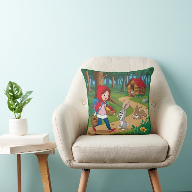 Mädchen in Redhood mit Bunny Kissen (Stuhl )