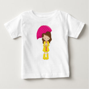 Mädchen in Regenmantel, Mädchen mit Regenschirm, b Baby T-shirt