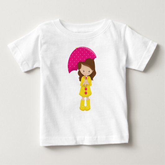Mädchen in Regenmantel, Mädchen mit Regenschirm, b Baby T-shirt (Vorderseite)