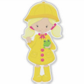 Mädchen in Regenmantel, Stiefel, Blonde Hair, Fros Aufkleber (Vorderseite)