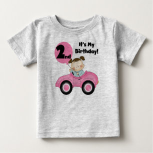Mädchen in rosa Auto 2. Geburtstag Hemden und Gesc Baby T-shirt