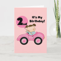 Mädchen in rosa Auto 2. Geburtstag Hemden und Gesc