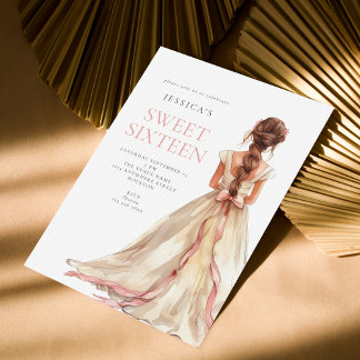 Mädchen in Rosa Gown Sweet 16 Geburtstagsparty Einladung