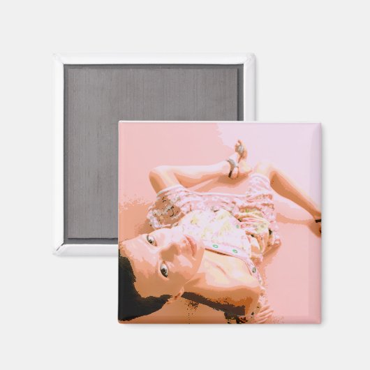 Mädchen in rosa Magnet (Vorderseite/Rückseite)