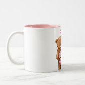 Mädchen in Rosa mit Bärenkaffee Personalisiert Zweifarbige Tasse (Links)