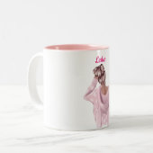 Mädchen in rosa Personalisierter Kaffee Zweifarbige Tasse (Vorderseite Links)