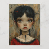 Mädchen in Rot im Herbst Postkarte (Vorderseite)