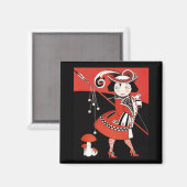 Mädchen in Rot Magnet (Vorderseite/Rückseite)