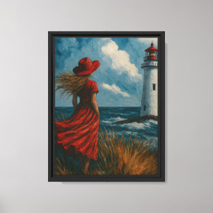 Mädchen in Rot von Lighthouse Canvas Art Print Leinwanddruck