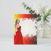 Mädchen in rotem Kleid Postkarte (Stehend Vorderseite)