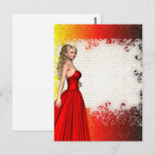 Mädchen in rotem Kleid Postkarte (Vorne/Hinten)