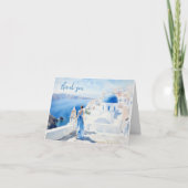 Mädchen in Santorin, Wasserfarbe, Karte Danke (Vorderseite)