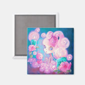 Mädchen in Schaumbad mit Kerzen und Rosen Magnet (Vorderseite/Rückseite)