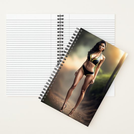 Mädchen in schwarzem Bikini-Notebook Notizblock (Innen)