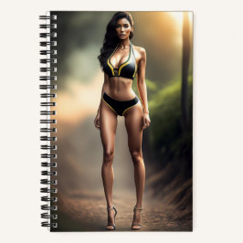 Mädchen in schwarzem Bikini-Notebook Notizblock