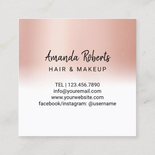 Mädchen in Sonnenbrille Haar Makeup Artist Schönhe Quadratische Visitenkarte (Rückseite)