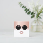 Mädchen in Sonnenbrille Haar Makeup Artist Schönhe Quadratische Visitenkarte (Stehend Vorderseite)