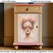 Mädchen in Sonnenbrille mit Glitzer DN2B Decoupage Seidenpapier