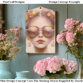 Mädchen in Sonnenbrille mit Glitzer DN2B Decoupage Seidenpapier