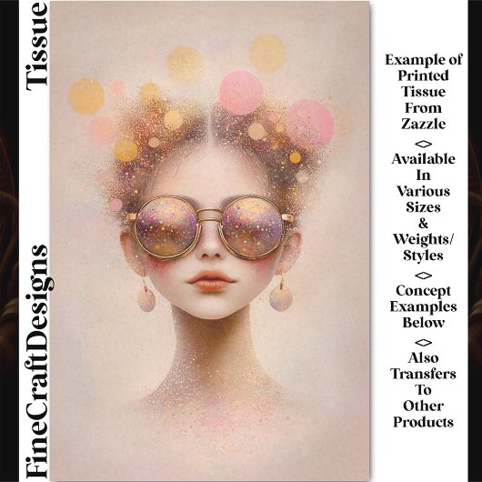 Mädchen in Sonnenbrille mit Glitzer DN2B Decoupage Seidenpapier