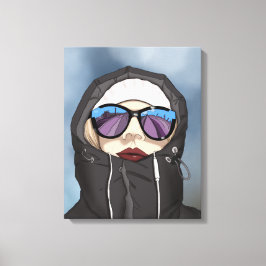 Mädchen in Sonnenbrille Winterzeit Leinwanddruck