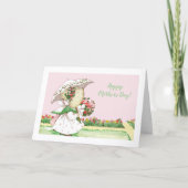 Mädchen in Sunbonnets Sonnenschirme Muttertag Karte (Vorderseite)