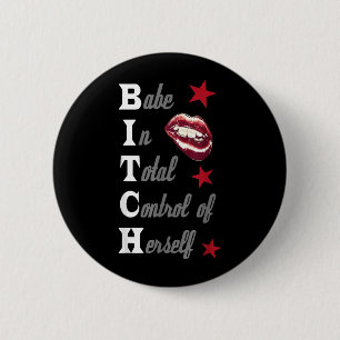 Mädchen in völliger Selbstkontrolle Button