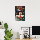 Mädchen in Weihnachtsmannmütze in Bell Poster (Heimbüro)