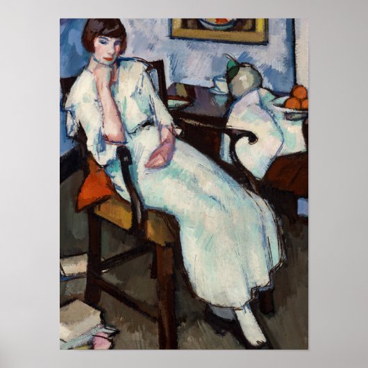 Mädchen in Weiß, 1920 von Samuel John Peploe Poster (Vorne)