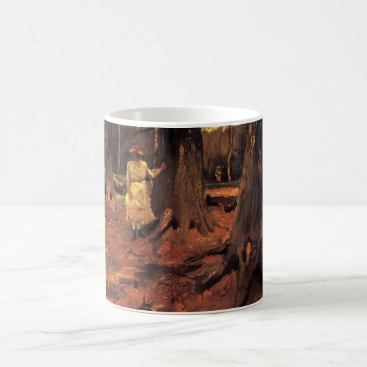 Mädchen in Weiß im Wald von Vincent van Gogh Kaffeetasse (Mittel)
