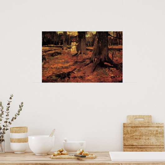 Mädchen in Weiß im Wald von Vincent van Gogh Poster (Küche)
