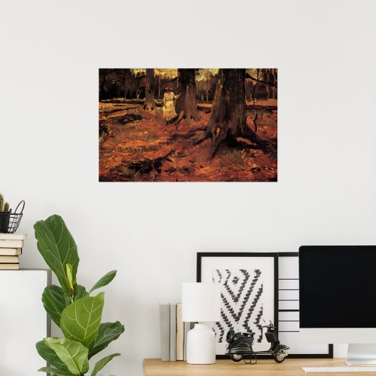 Mädchen in Weiß im Wald von Vincent van Gogh Poster (Heimbüro)