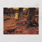 Mädchen in Weiß im Wald von Vincent van Gogh Postkarte (Vorderseite)