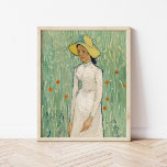 Mädchen in Weiß | Vincent van Gogh Poster<br><div class="desc">Mädchen in Weiß (1890) | Original-Kunstwerk des niederländischen Postimpressionisten Vincent van Gogh (1853-1890). Das Bild zeigt eine Frau mit einem weißen Kleid und einem gelben Strohhut, stehend in einem weichen grünen Feld, das mit roten Blume verstreut ist. Verwenden Sie die Entwurfstools, um einen benutzerdefinierten Text hinzuzufügen oder das Bild zu...</div>